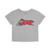 Damen-Baby-T-Shirt mit Running Dog Damen-Baby-T-Shirt mit Running Dog