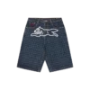 Damen-Jeansshorts mit Hahnentrittmuster und Running Dog Damen-Jeansshorts mit Hahnentrittmuster und Running Dog