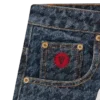 Damen-Jeansshorts mit Hahnentrittmuster und Running Dog Damen-Jeansshorts mit Hahnentrittmuster und Running Dog