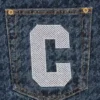 Damen-Jeansshorts mit Hahnentrittmuster und Running Dog Damen-Jeansshorts mit Hahnentrittmuster und Running Dog