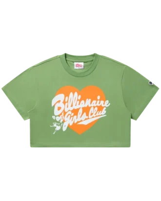 Damen-T-Shirt mit Schriftzug und Herz, verkürzt