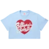 Damen-T-Shirt mit Schriftzug und Herz, verkürzt