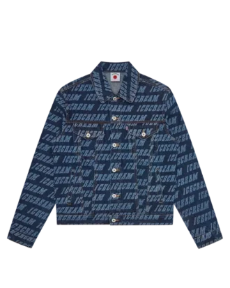 Denim-Truckerjacke mit wiederholtem Logo