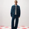 Denim-Truckerjacke mit wiederholtem Logo