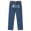 Jeanshose mit „Running Dog“-Motiv und doppeltem Bund