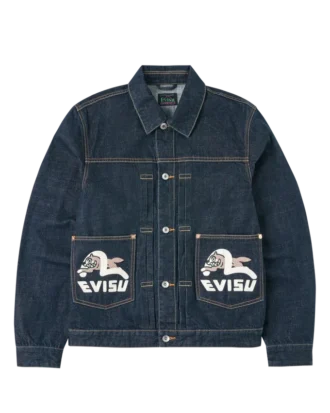 Jeansjacke mit Möwenprint & Stickerei