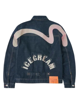 Jeansjacke mit Möwenprint & Stickerei
