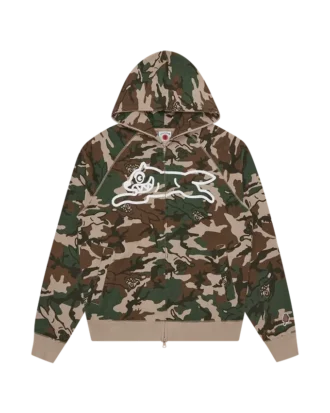 Running Dog Woodland Camo-Kapuze mit durchgehendem Reißverschluss