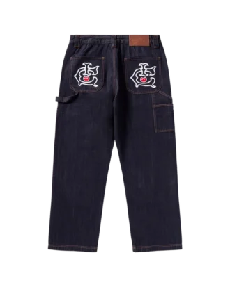 Selvedge-Carpenter-Hose aus Denim mit Running Dog-Motiv