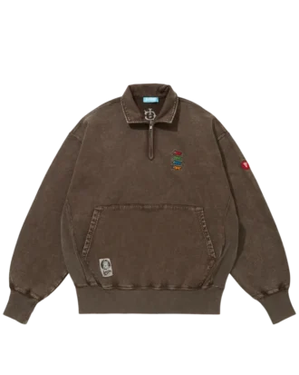 Sweatshirt mit gesticktem Logo und halbem Reißverschluss